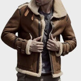 Men's winter Bomber Rich Brown Sheepskin Leather jacket